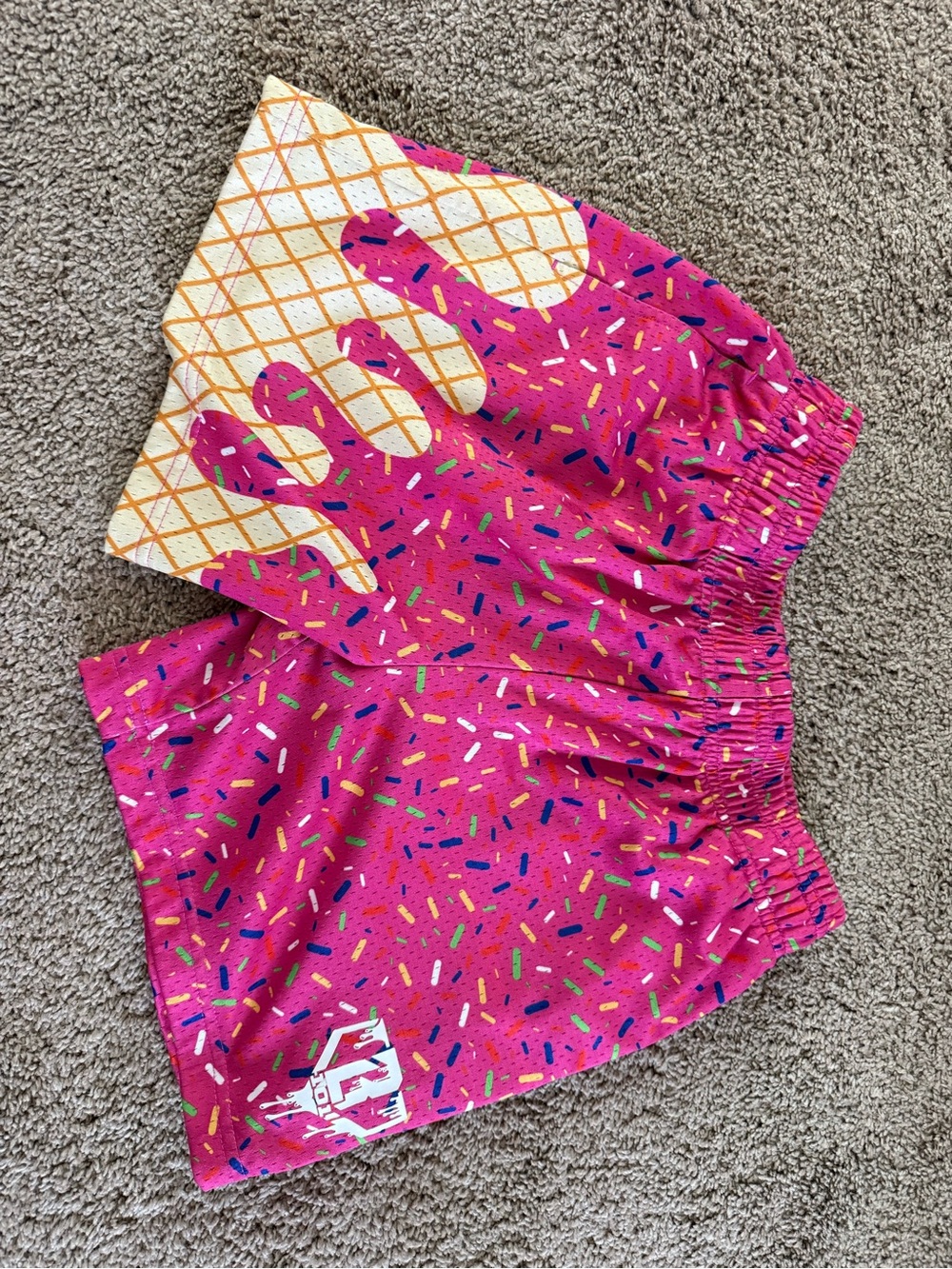 Pink Sprinkle Ice Cream Shorts with Elastic Waist